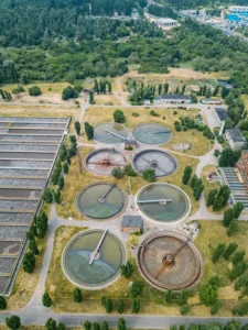 modern-sewage-treatment-plant-aerial-view-drone-154039844
